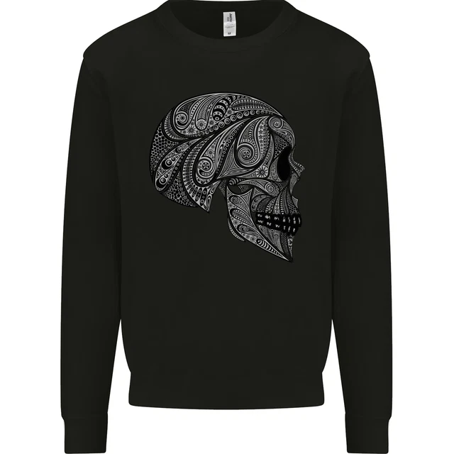 Mandala Teschio Biker Gotico Moto Uomo Felpa Maglione