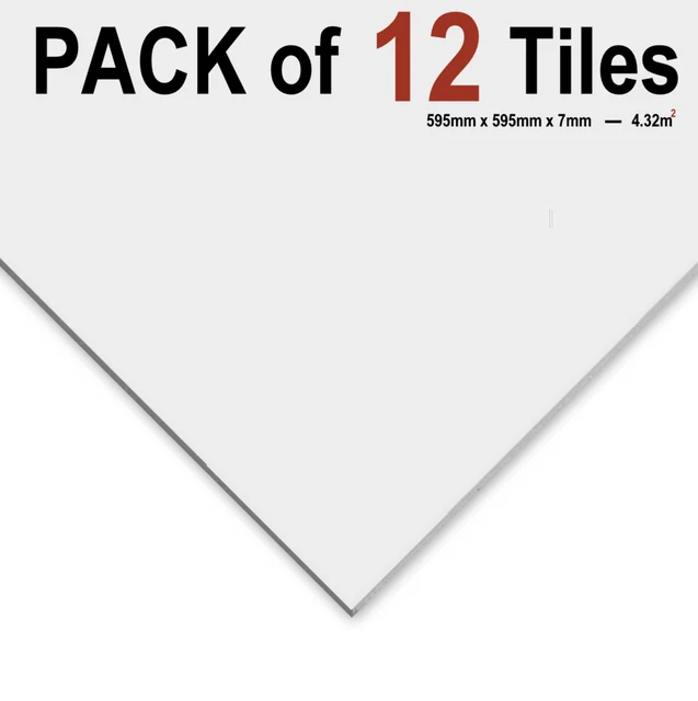 4,32 m2 abgehängte Vinyldecke abwischbar EasyClean 595 mm x 595 mm x 7 mm 12 Fliesen