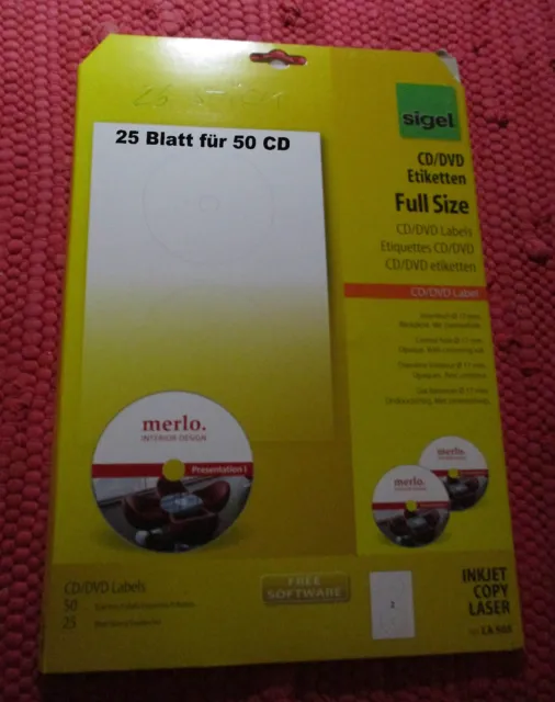Klebe Etiketten für CD-/DVD __ SIGEL LA505