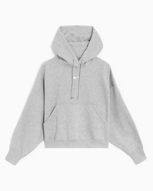Nike Sportswear Club Lace Up Oversized Pullover Hoodie Gray Sz Small CI1139  063