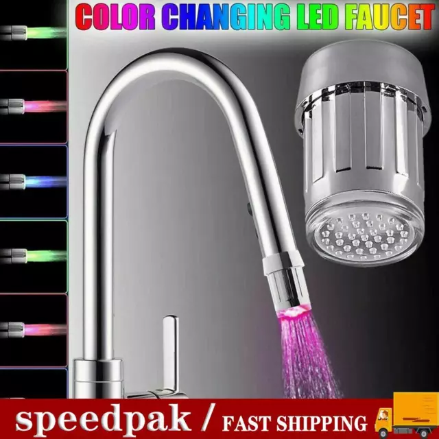 7-Color Changing Temperature Sensor LED Light Glow Faucet Stream Tap 2024