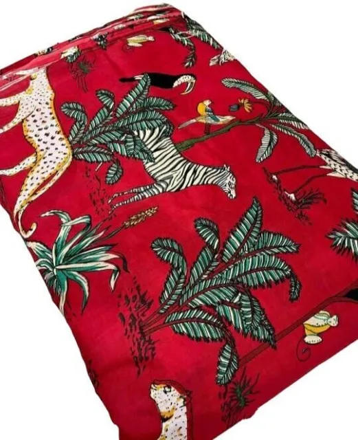 Tissu en coton indien imprimé jungle par cour, tissu d'ameublement pour...