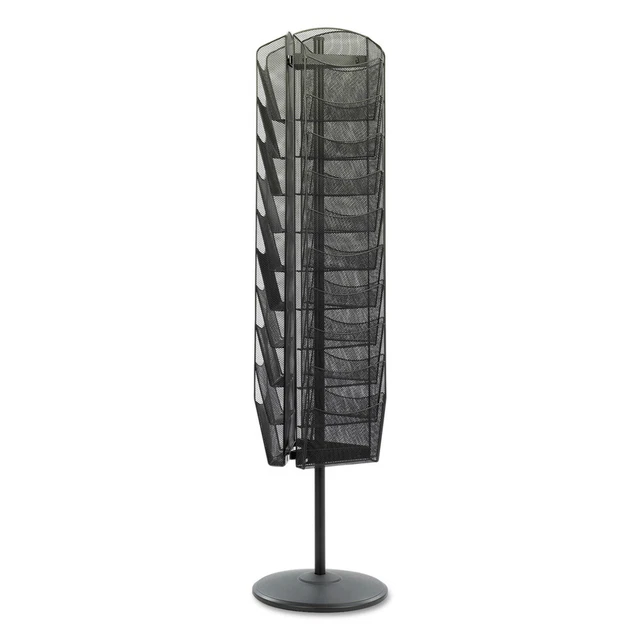 Safco Onyx Mesh Rotating Magazine Display 30 Compartments Black 5577BL NEW