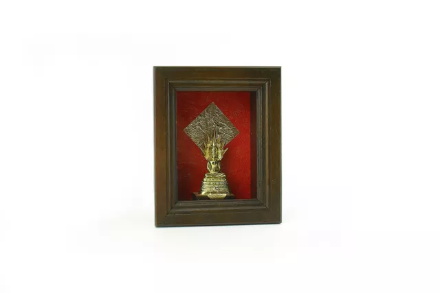 GOLD Buddha Sheltered by Naga Hood 3D PICTURE FRAME BOX TEAK WOOD WALL HANGING