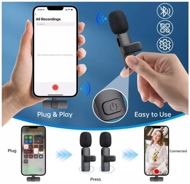 Microfono mini inalambrico de para celular iPhone solapa 2 mic