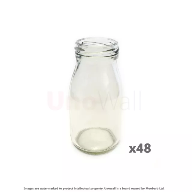 Set of 48 Mini Glass Milk Bottles - Weddings, BBQ, Parties. 200ml