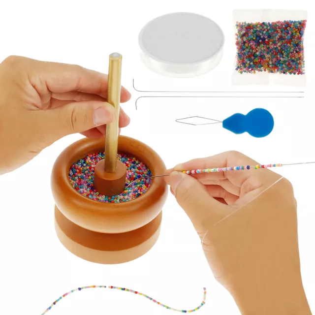 BEAD SPINNER SET Wooden Spin Beading Bowl for Jewelry Making Spin Bead  Loader♟ $32.68 - PicClick AU