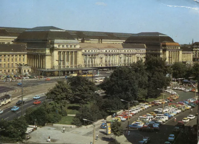 Alte Postkarte - Messestadt Leipzig - Blick zum Hauptbahnhof