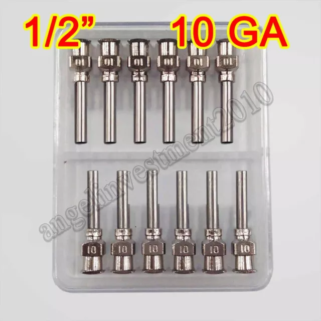 12pcs 1/2" 0.5 inch 10GA Blunt stainless steel dispensing syringe needle tips