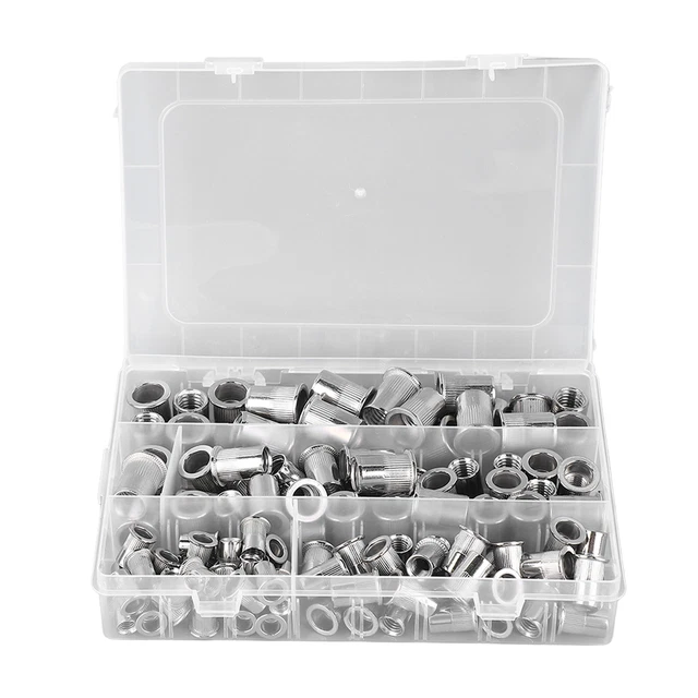 120 pz kit assortimento dadi rivetto 304 acciaio inox M6 M8 M10 M12 testa piatta