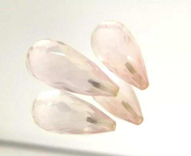 2x Quartz Rose - Brioletts à Facettes Percée Paire / Paire 15,5x7,3mm (RQ031) 2