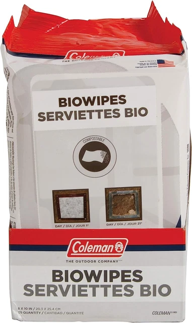Coleman BioWipes, 1 Pack, 30 Pre-Moistened All-Purpose Wipes