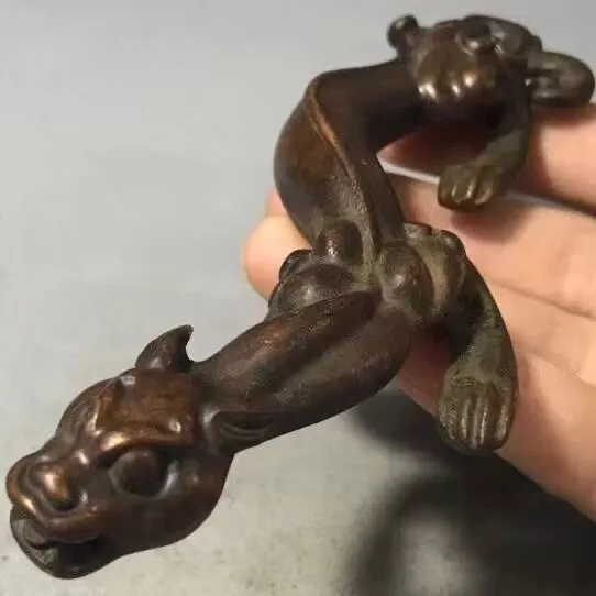 Rare Chinese bronze dragon figure statue collectable netsuke gift tea pet gift
