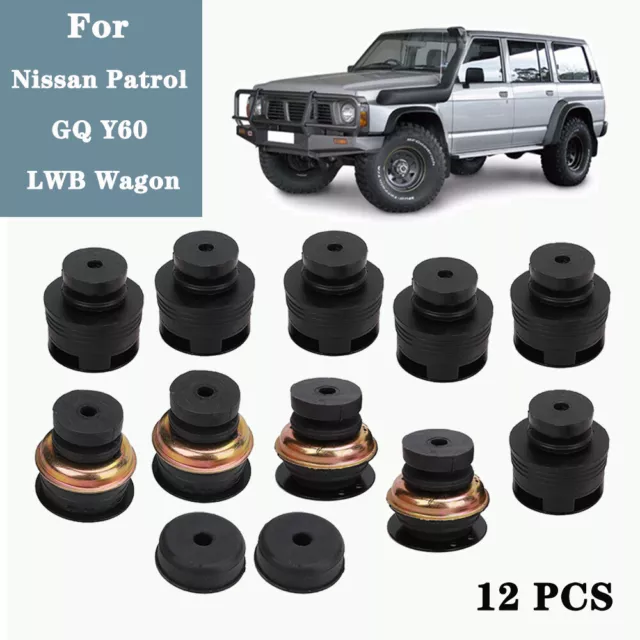 Set of 12 Pcs Body Mount Bushing Set Kit Fit Nissan Patrol GQ Y60 LWB Wagon AU