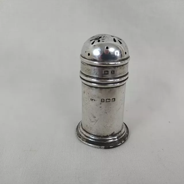 Antique 1922 Docker & Burn Silver Pepper Pot Shaker with Blue Glass Liner