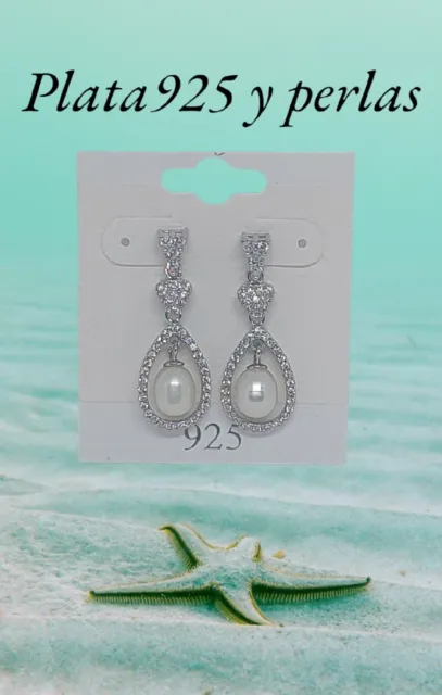 Colgantes o aretes de Perlas Originales y Plata 925 para mujer