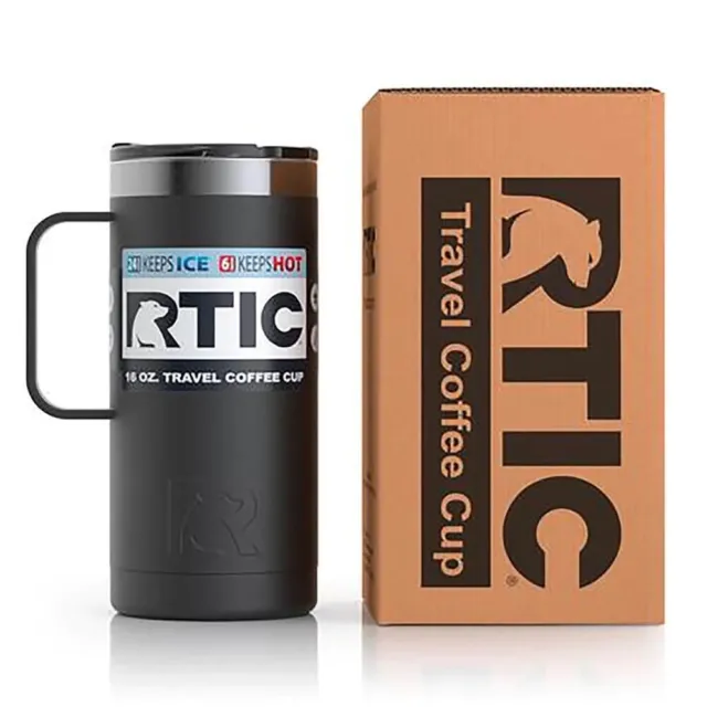 RTIC 16oz Travel Coffee Cup Stainless Double Wall Vacuum Insulated Black 2