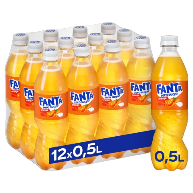 12x 500 ml doccia senza zucchero arancione Fanta Zero incl. deposito cauzionale di € 3,00 NUOVO MHD 3/24