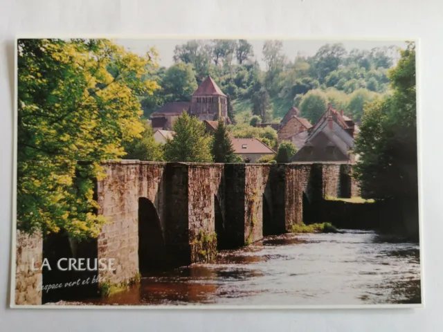 CPM le village de MOUTIER-d'AHUN le pont médiéval sur la CREUSE dept-23