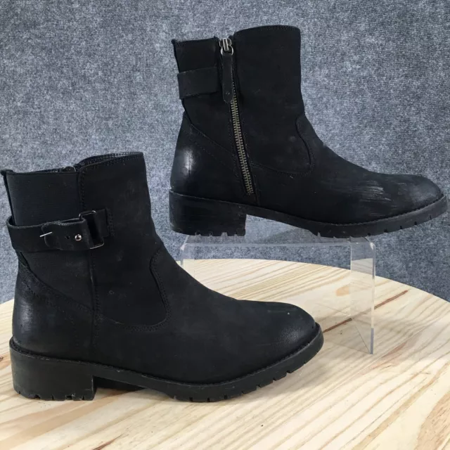 Earth Boots Womens 10 M Dariya Arvada Ankle Bootie Black Leather Water Resistant
