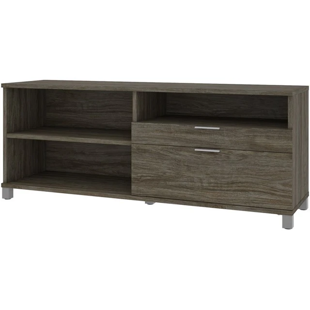 Pemberly Row Traditional 72" Credenza with 2 Drawers in Walnut Gray