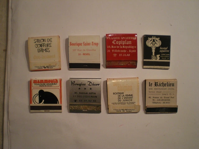 Allumettes vintage. Collection publicitaire, années 60, 70, 80, 90. Lot de 20 pochettes d'allumettes. - France