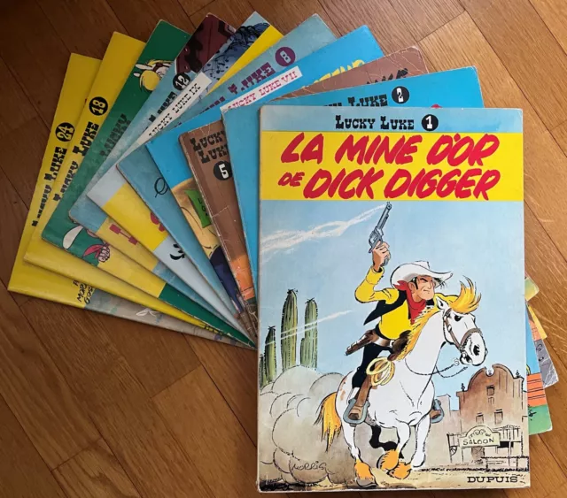 Lot de 31 BDs Lucky Luke (couvertures souples, éditions d’époque)