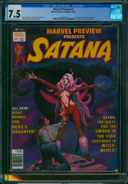Marvel Preview #7 ⭐ CGC 7.5 ⭐ 1st ROCKET RACCOON! Satana Marvel Magazine 1976