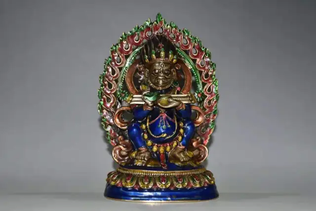 Chinese Copper Cloisonne Enamel Handmade Exquisite Buddha Statues 6757