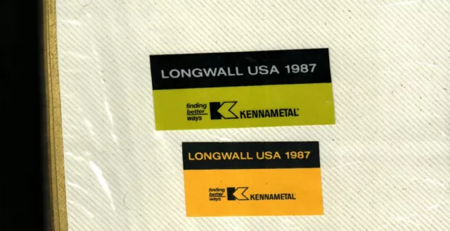 Set Of 2 Nice 1987 Longwall Usa Kennametal Coal Mining Stickers # 2134