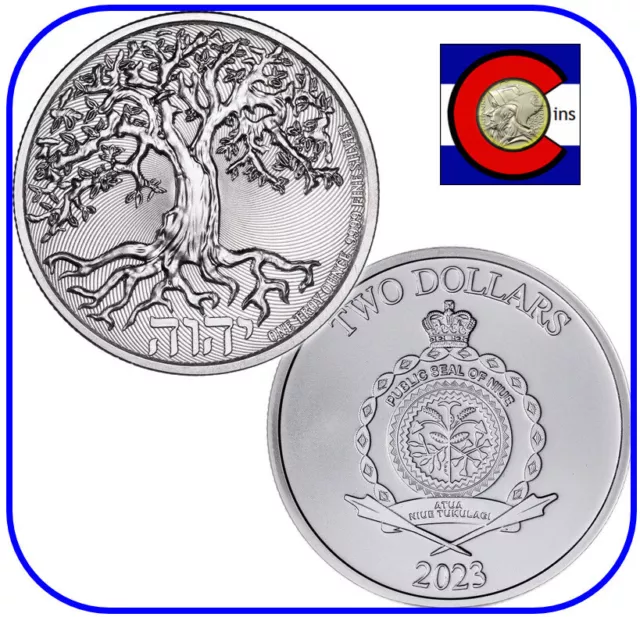 2023 Niue Tree of Life 1 oz Silver $2 Coin in direct fit capsule