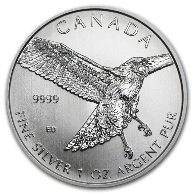 Canada 2015 $5 Dollars Maple Leaf Birds Of Prey Tailedhawk 1 0Z Silver Coin #103