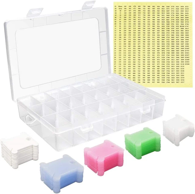 Juego de 150 piezas de bobinas de hilo dental de plástico de color organizador de hilos bordados, con caja