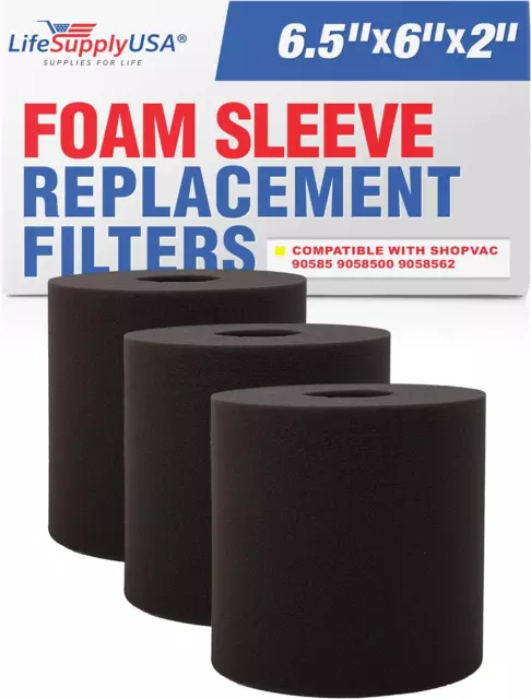 (2-Pack) Foam Sleeve Wet Dry Vacuum Filter Compatible with Shopvac 90585, 905850