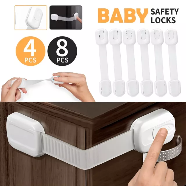 Child Adhesive Kid Baby Toddler Safety Fridge Drawer Door Lock Cupboard Cabinet