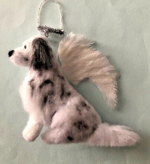 ENGLISH SETTER  ANGEL with HALO - PART NEEDLE FELTED DOG