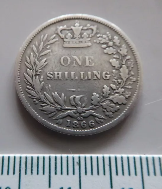 1866 Queen Victoria One Shilling Silver Coin