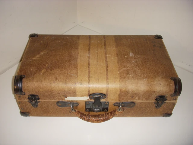 Maleta de viaje vintage Eagle Lock Co maletero de vapor bisagras de metal marrón 20X12X6.5