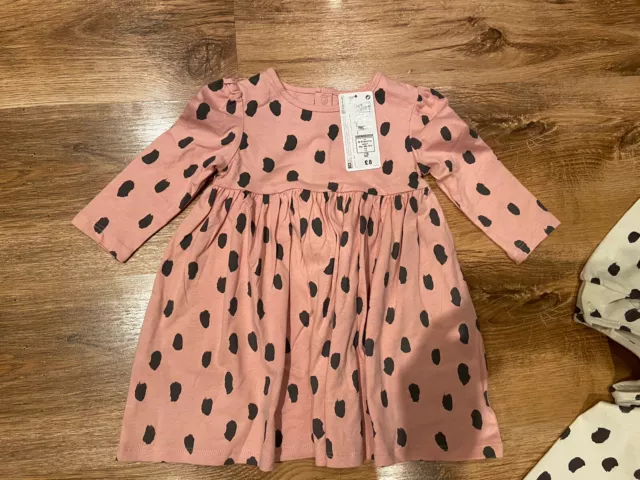 BNWT Baby Girl's 2x Dresses & Leggings Set Age 6-9m From M&S 2