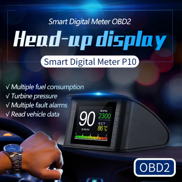 Auto KFZ HUD OBD2+GPS Tachometer Anzeige Alarm Umgebungs Licht Head-Up Display