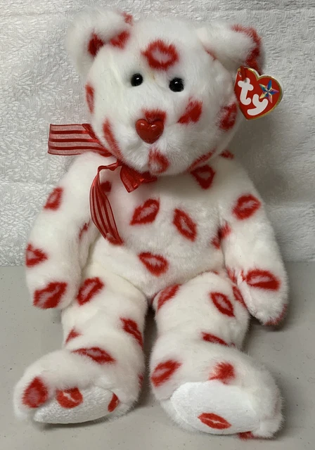 TY Beanie Buddy - SMOOCH the Kisses Bear 13.5" Stuffed Animal Toy