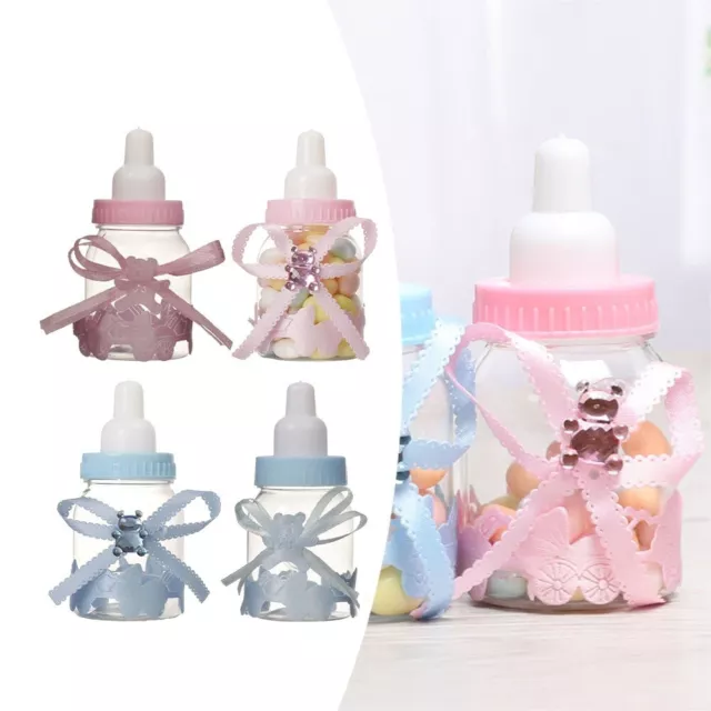 Lot de 24 bouteilles de fête bleu rose pour douche de bébé