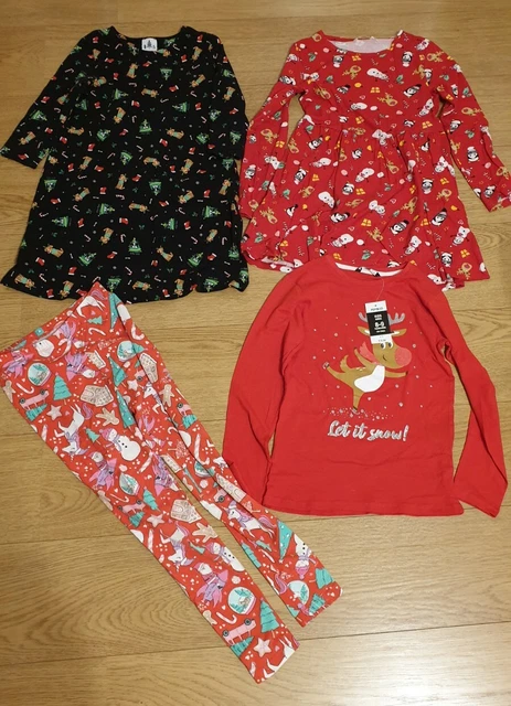 Pacchetto di ragazze abiti natalizi abiti con leggings top età 8-9