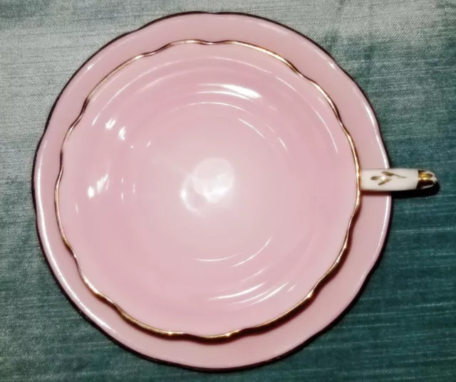 STUNNING TRULY RARE 1930s SOLID Pastel PINK Double Warrant PARAGON TEACUP SAUCER