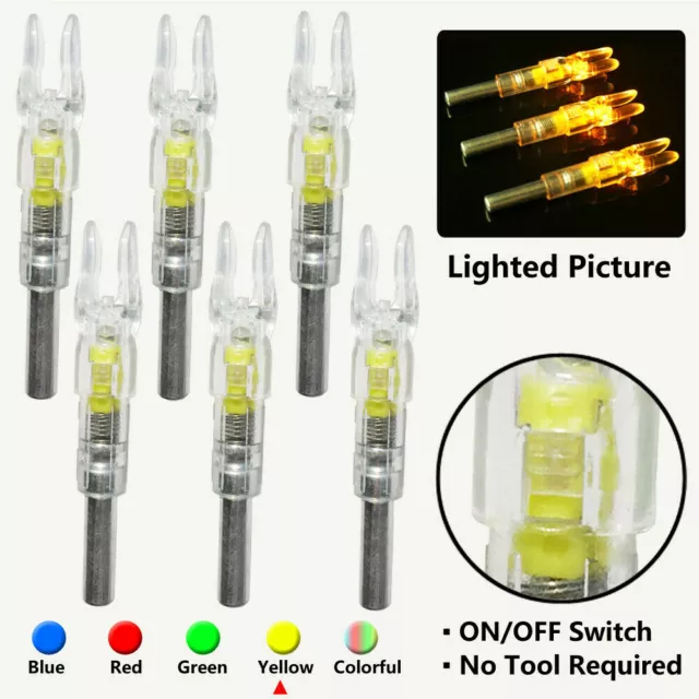 6Pcs LED Lighted Nock for Archery Arrows 6.2mm Inside Diameter For Compound Bow