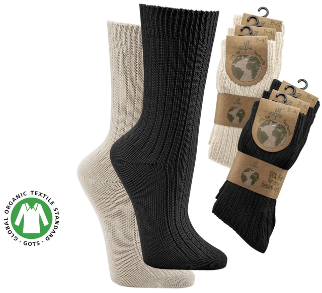 Pack De 3 Paires De Chaussettes Bio 100% Coton Organique - Taille 43-46, Unisexes, Pour Sport Et Quotidien - Neuf Avec étiquettes
