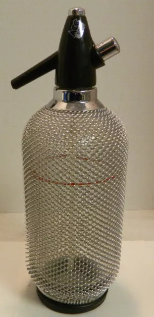 Vintage ACC Syphon Metal Mesh Covered Seltzer Bottle Czechoslovakia Excellent