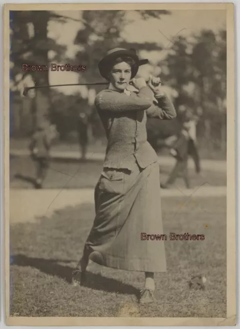 Negativo foto y vidrio de la campeona amateur de golf Dorothy Campbell de la década de 1910 (2 piezas)