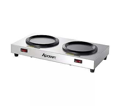 Adcraft WP-2 Side by Side Coffee Warmer Plate With 2 Stations, Porcelain Plat...