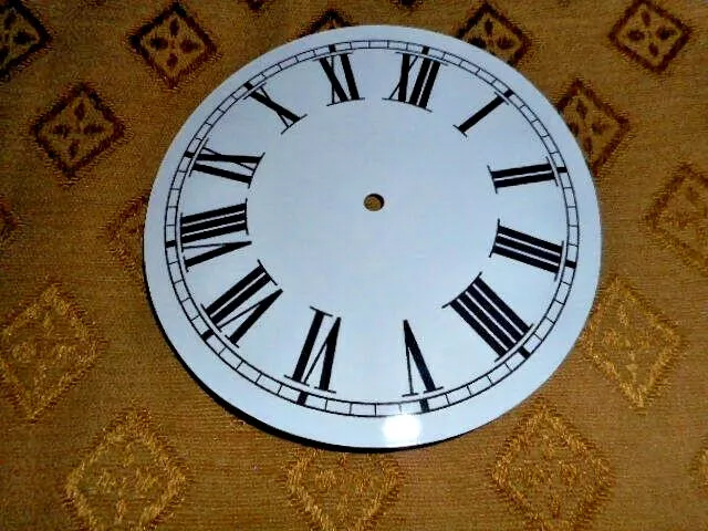New Clock Dial Face Paper Card  5 1/4" Minute Track  Mantle White Gloss Roman